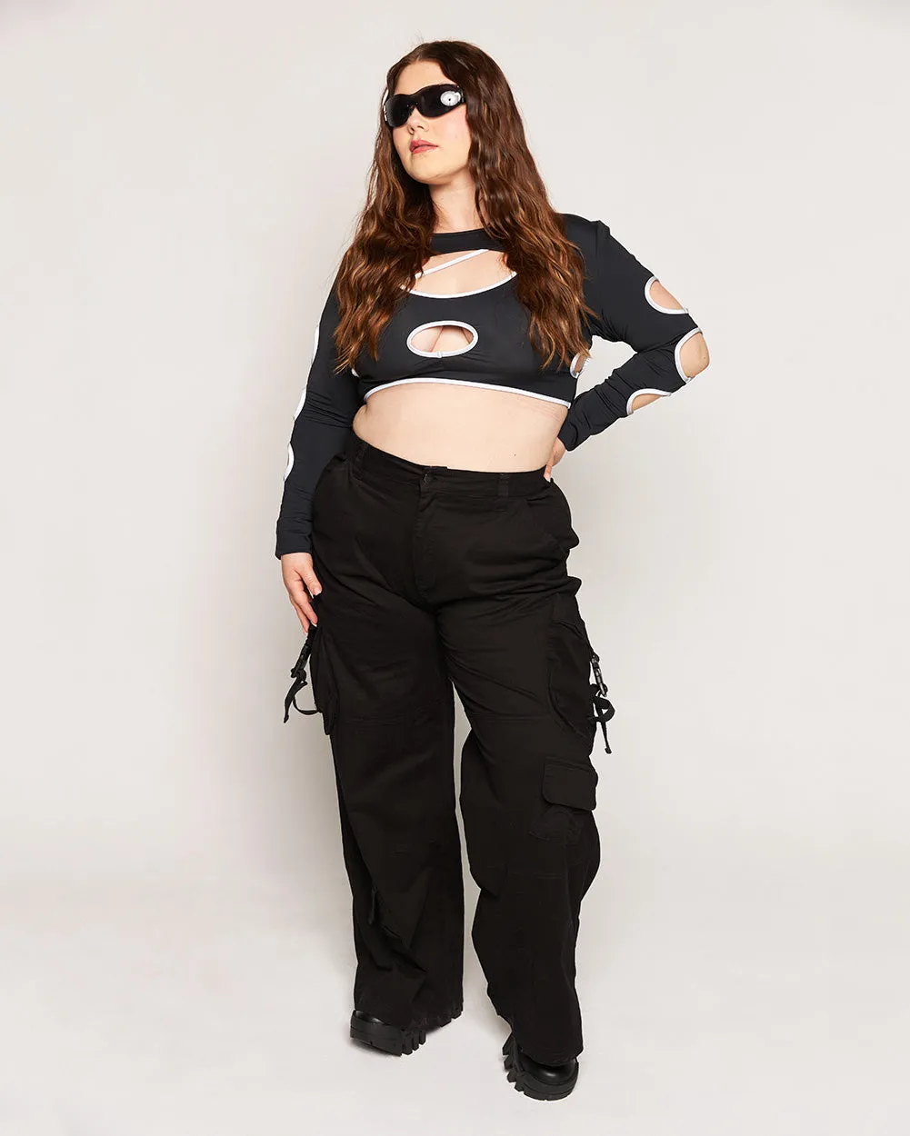 Backstage Baddie Reflective Arm Cutout Ultra Crop Top