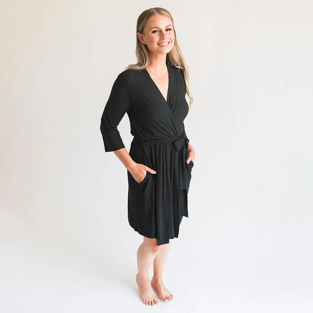 Black Ribbed Robe