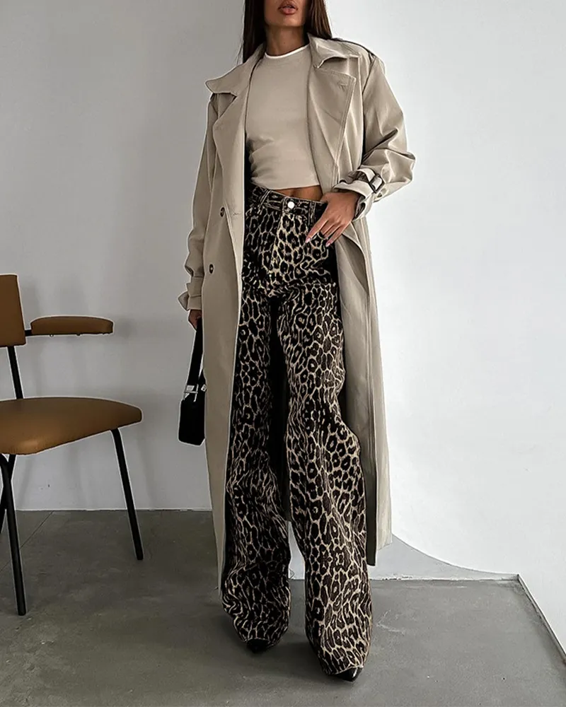 Casual Leopard Print Pants