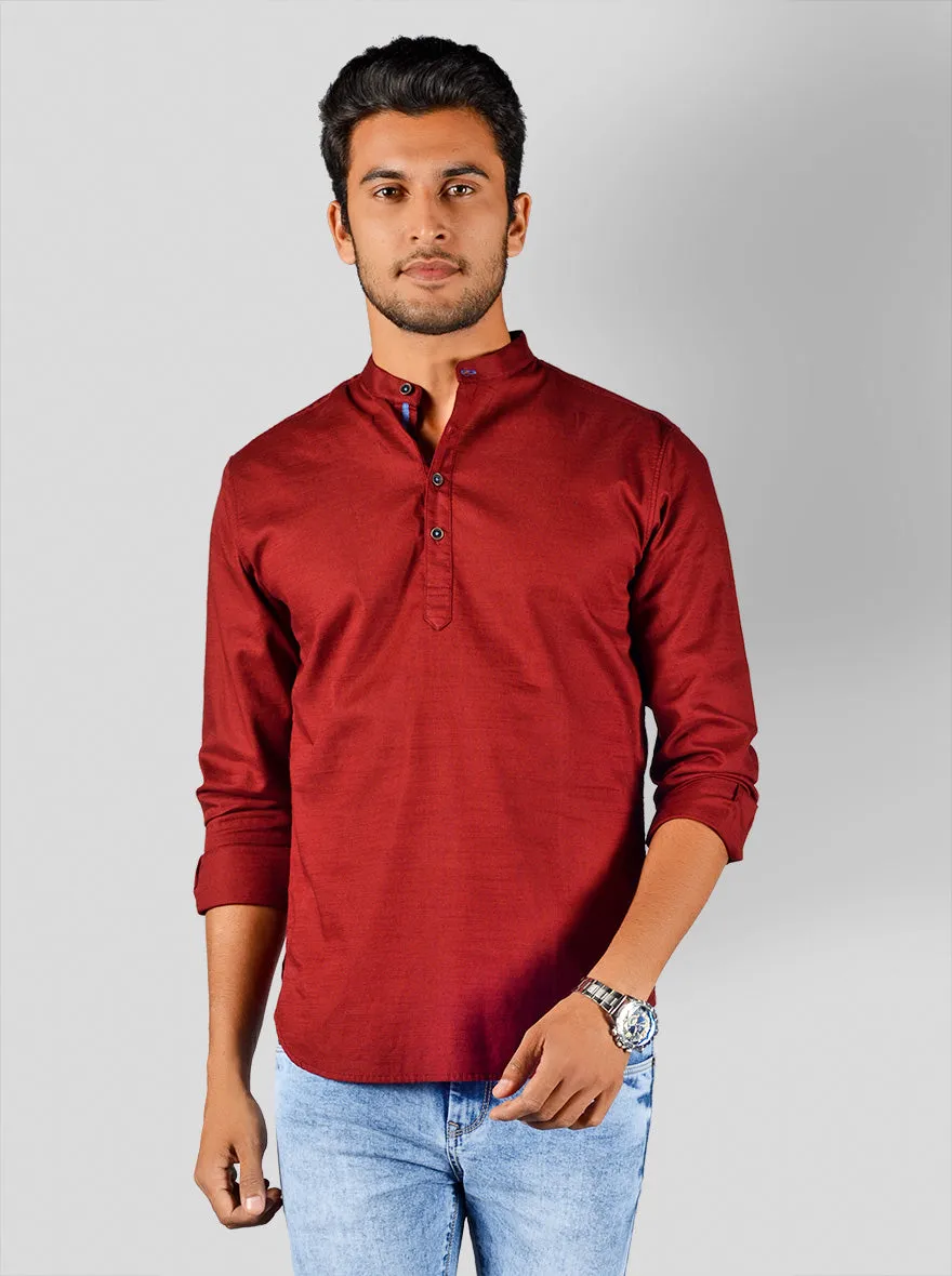 Chilli Pepper Red Solid Slim Fit Casual Shirt | Greenfibre