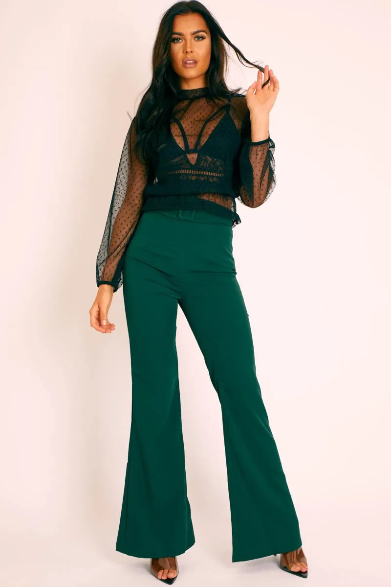 Emerald Belted Wide Leg Trousers - Isadore