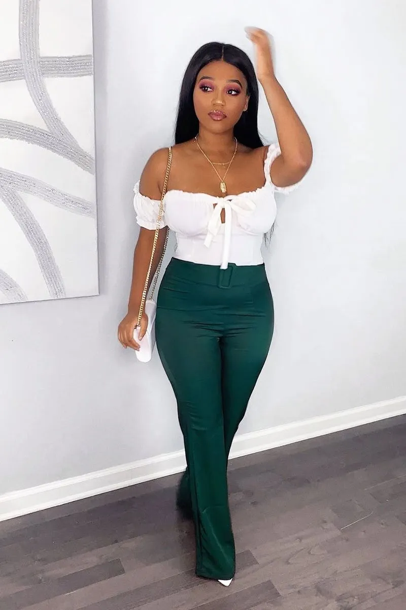 Emerald Belted Wide Leg Trousers - Isadore