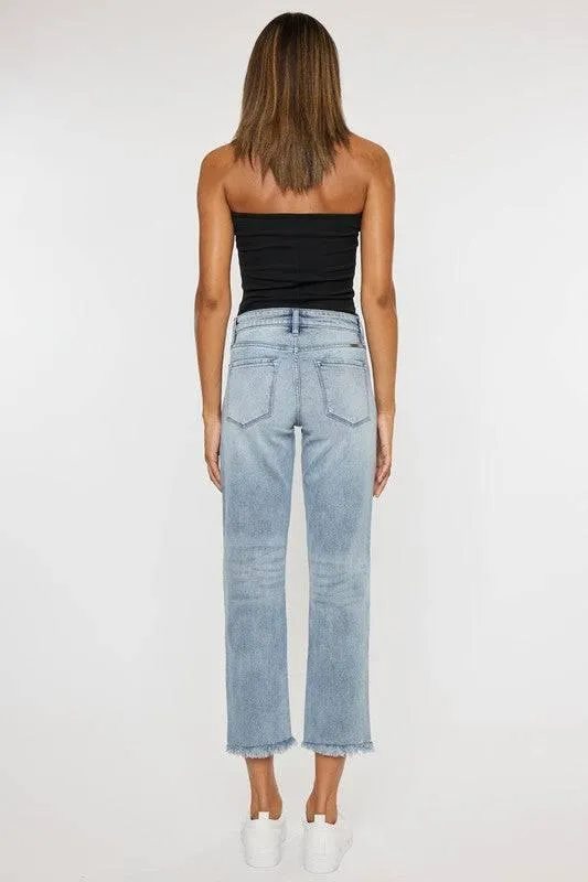 High rise straight fit jeans