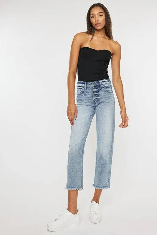 High rise straight fit jeans