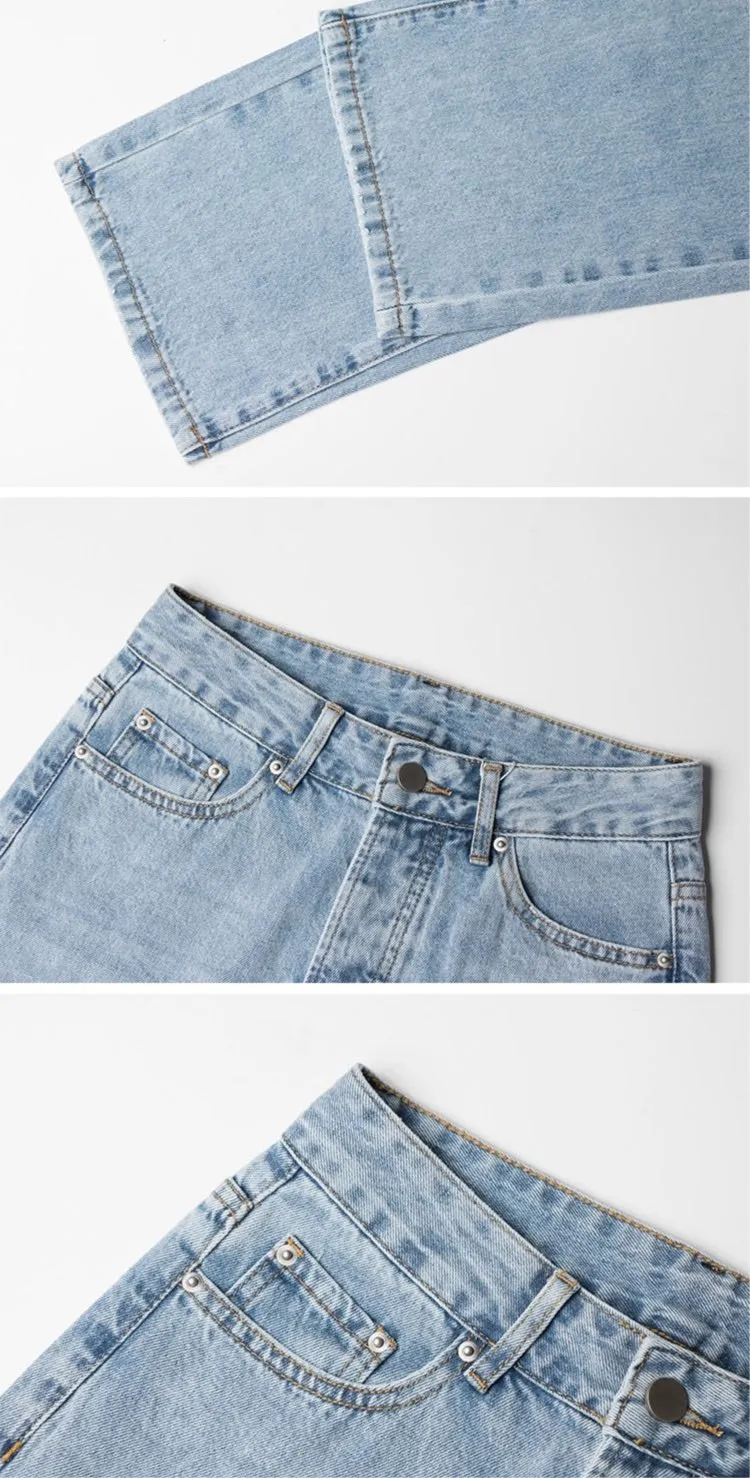 High Waist Washed Loose Mom Jeans