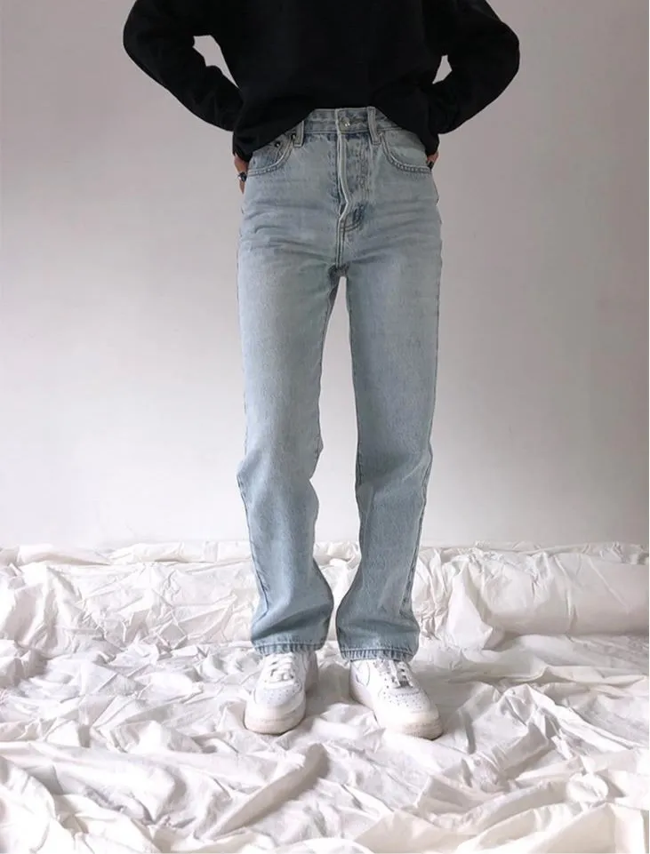 High Waist Washed Loose Mom Jeans