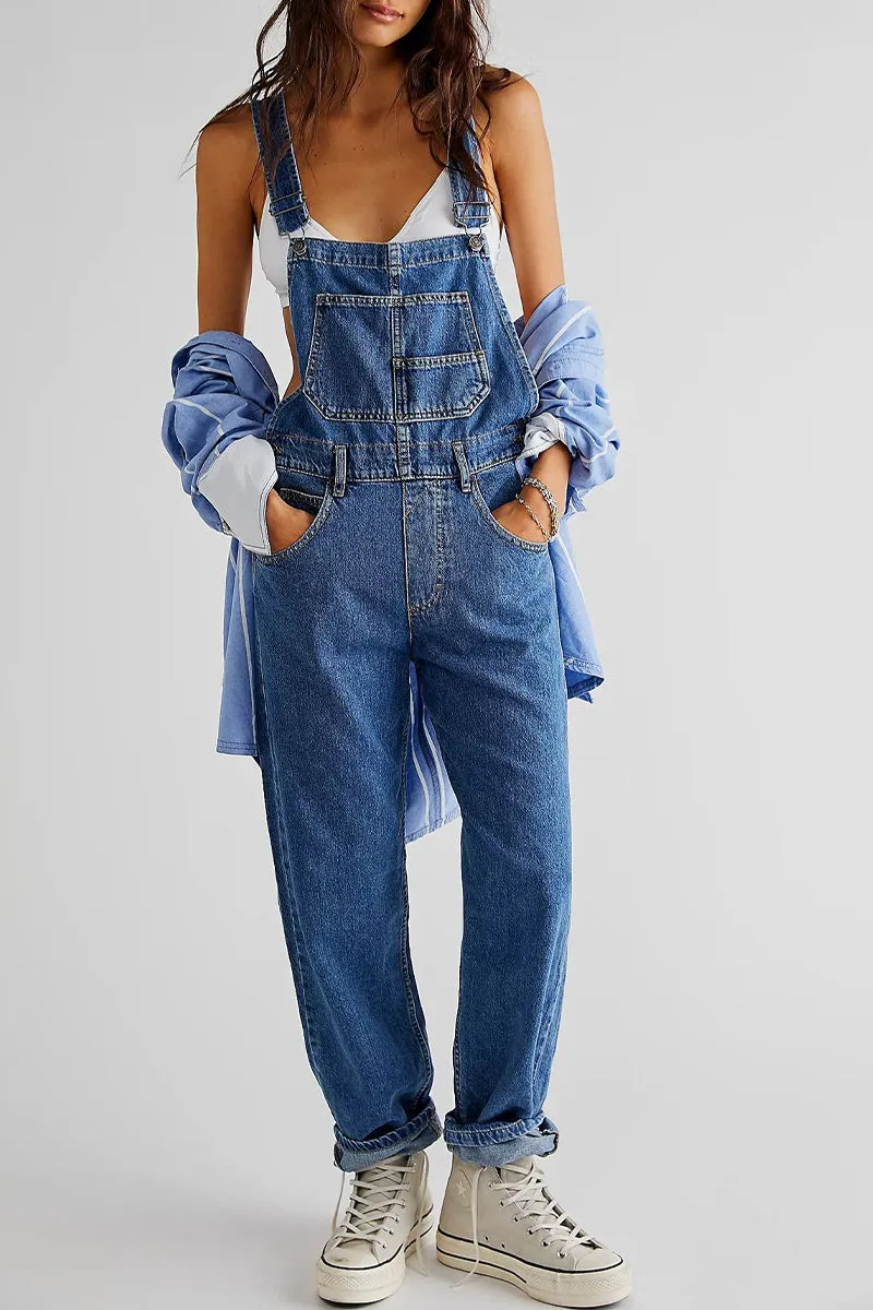 HPQ1402 Women's casual loose denim overalls Pants