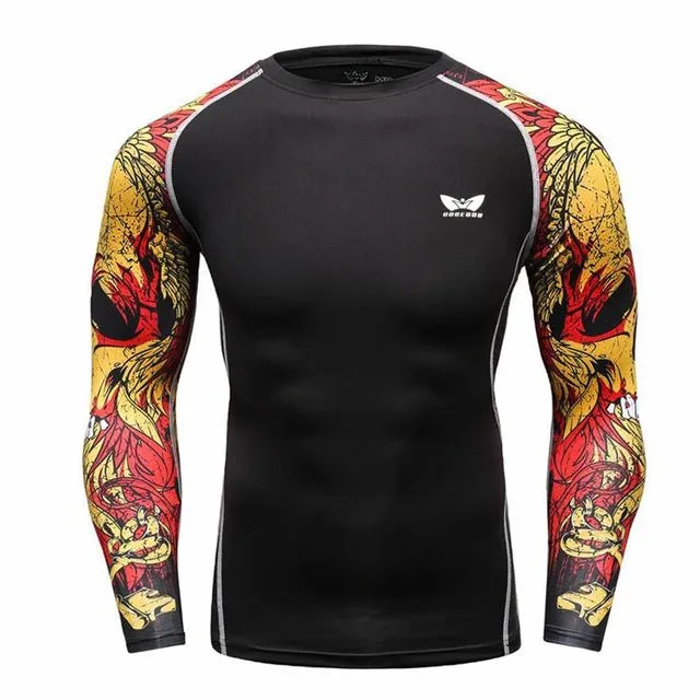 Men Compression Long sleeve Breathable Quick Dry T Shirts Bodybuilding Weight lifting Base Layer Fitness Tight Tops T-shirt