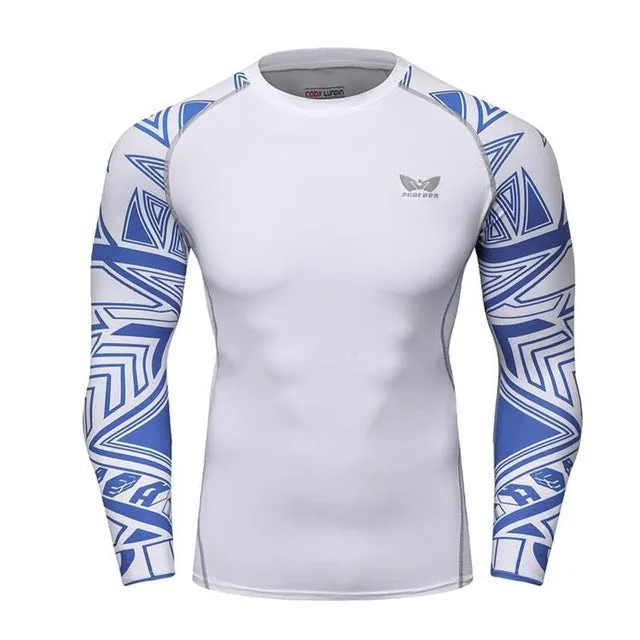 Men Compression Long sleeve Breathable Quick Dry T Shirts Bodybuilding Weight lifting Base Layer Fitness Tight Tops T-shirt