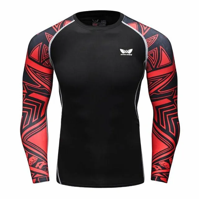 Men Compression Long sleeve Breathable Quick Dry T Shirts Bodybuilding Weight lifting Base Layer Fitness Tight Tops T-shirt