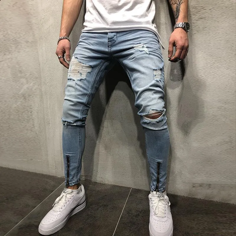 Men's Casual Slim Zipper Jeans