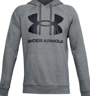 Mens Under Armour Pitch Gray/Black Rival Fleece Big Logo Hoodie