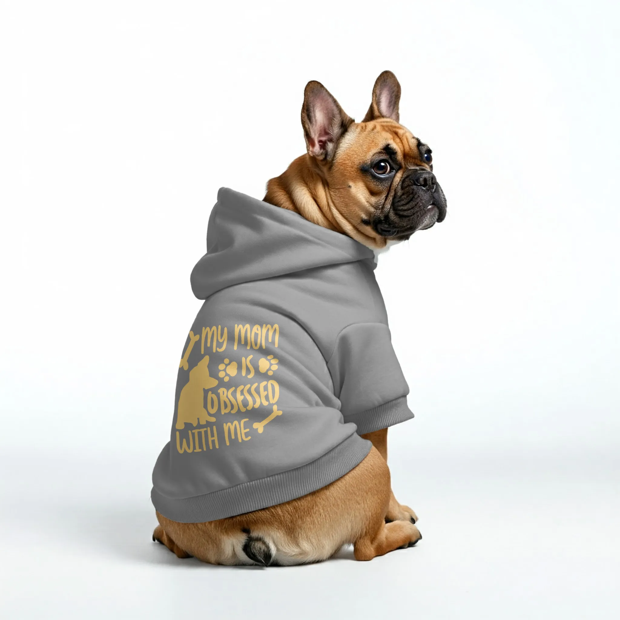 MY MOM IS OBSESSED WITH ME - Personalized French Bulldog Hoodies with Funny Quotes – Stylish, Cozy, and Premium 100% Cotton