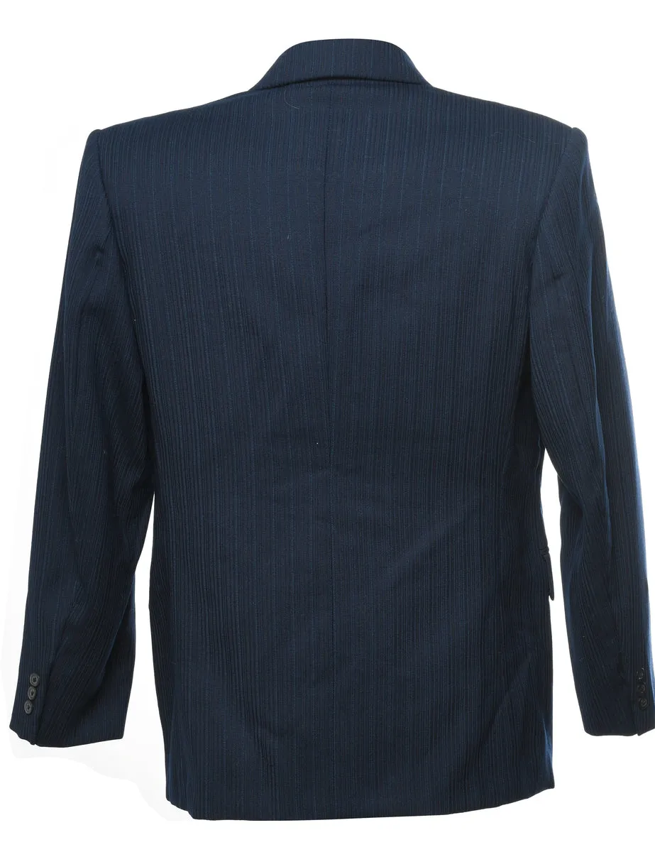 Navy Pinstriped Double-Breasted Blazer - L