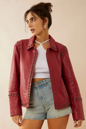 Octavia Jane Leather Jacket In Red