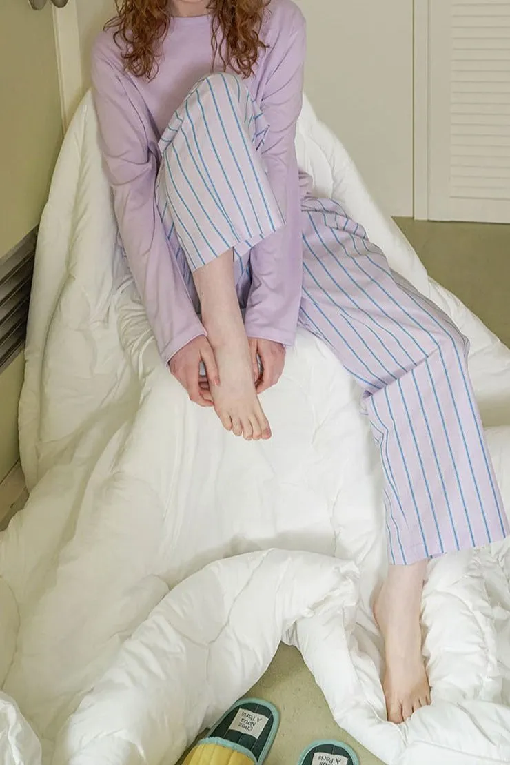 Pastel Striped Pajama Set / Purple