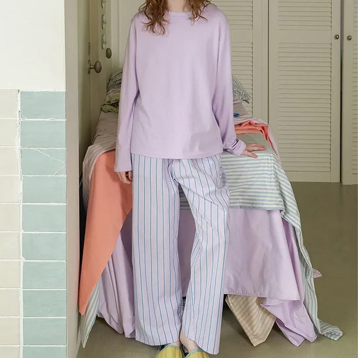 Pastel Striped Pajama Set / Purple