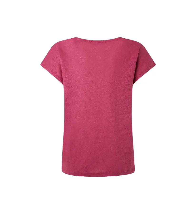 Pepe Jeans maglia manica corta in lino relax Lottie PL505821 363 rosa