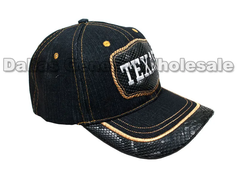 "Texas" Snake Skin Casual Denim Baseball Caps Wholesale