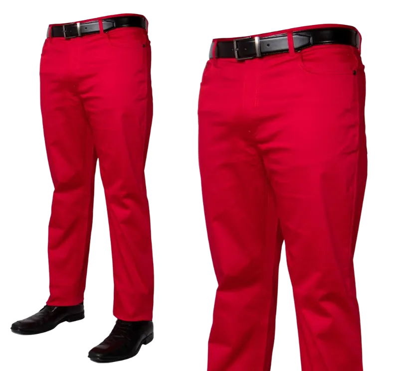 Red Men's Jeans Classic Fit Stretch Material By Prestige