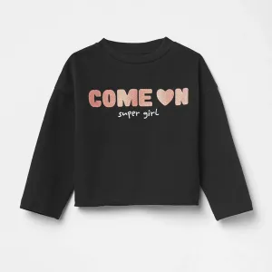 SF - Kids 'Black' Premium Quality Printed Fleece Sweatshirt SF703