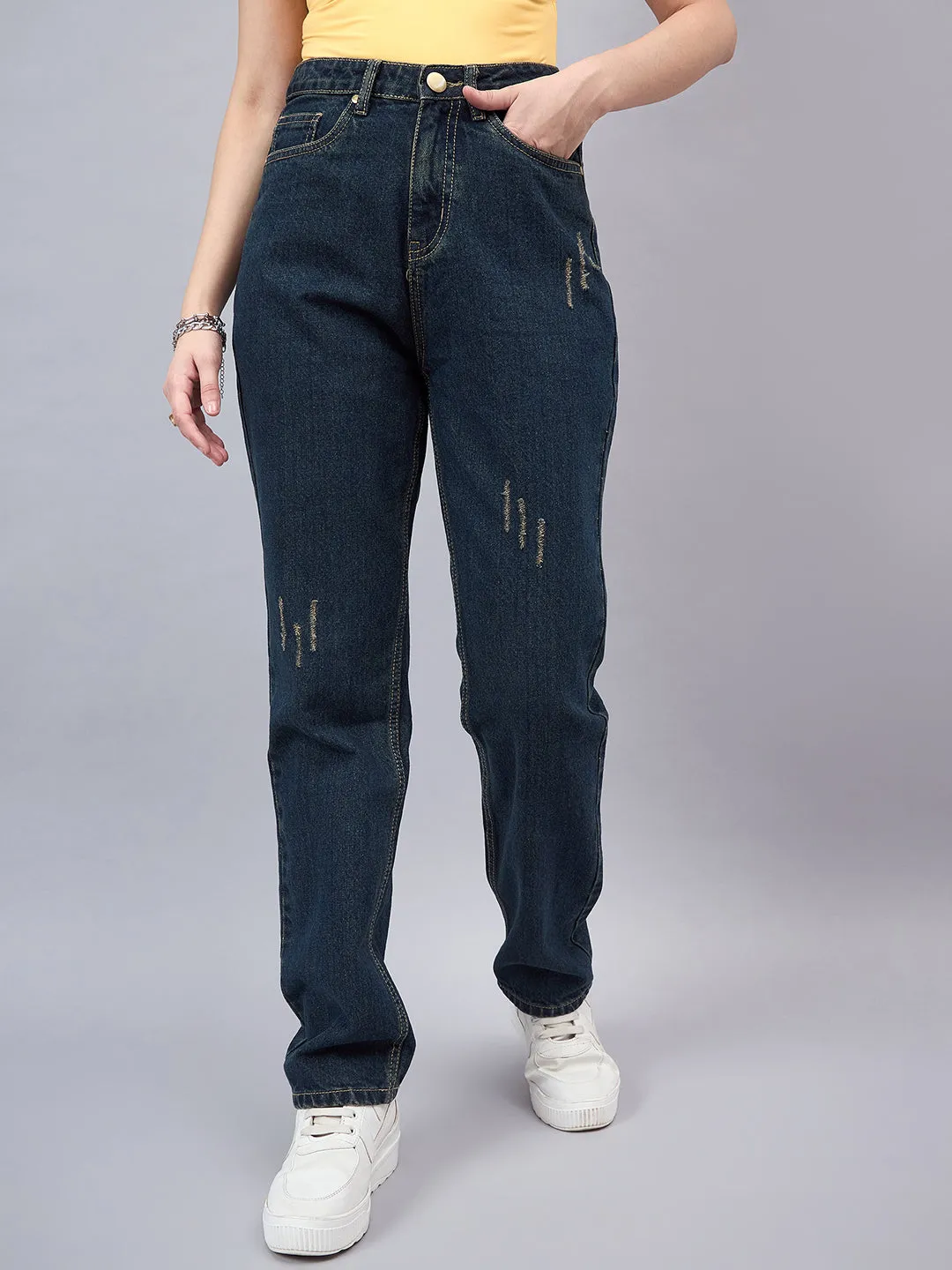 Style Quotient Women Relaxed Fit High Rise Cotton Jeans