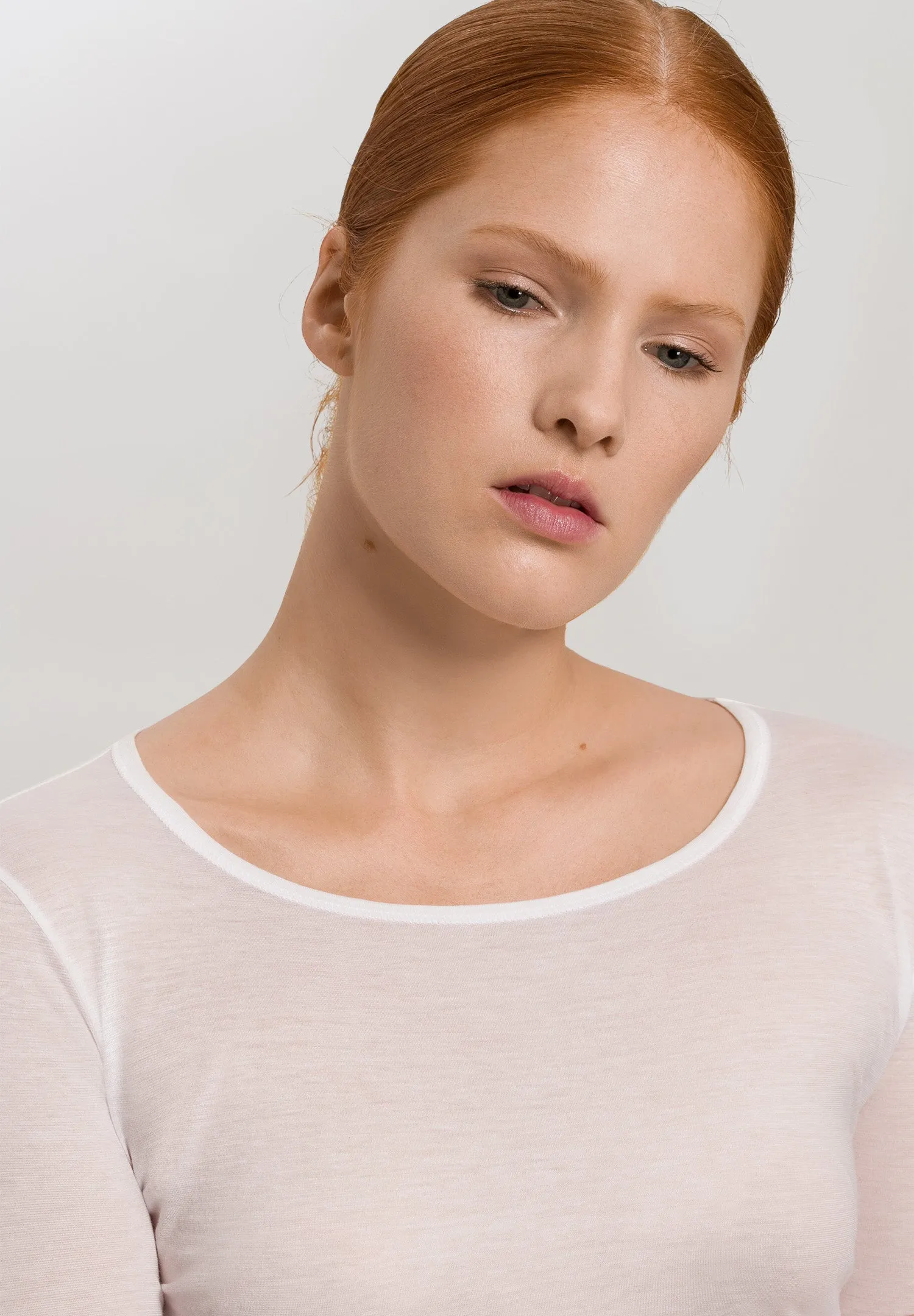 Ultralight Fitted Cotton Round Neck Top | White 71829-101