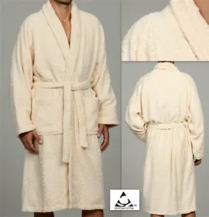 Unisex 100% Pure Egyptian Cotton Ivory Bath Robe